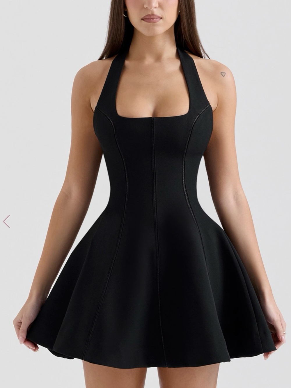 House of CB Loulette Black Halter Bow Fit-and-Flare Mini Dress